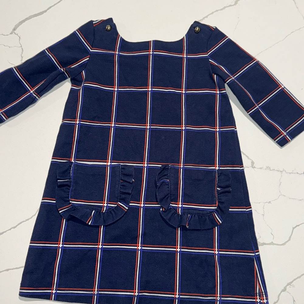 Toddler Girls Janie and Jack Navy Plaid Dress 3